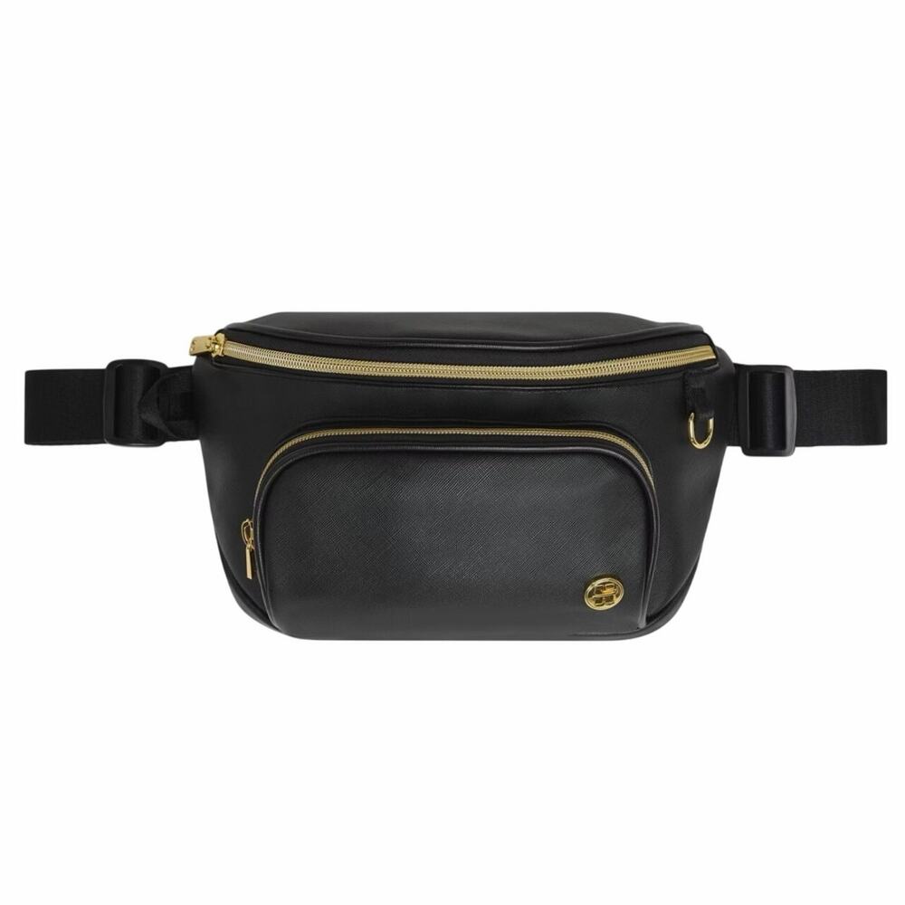 Huggies Crossbody Diaper Bag Black Vegan Leather Changing Pad NWT